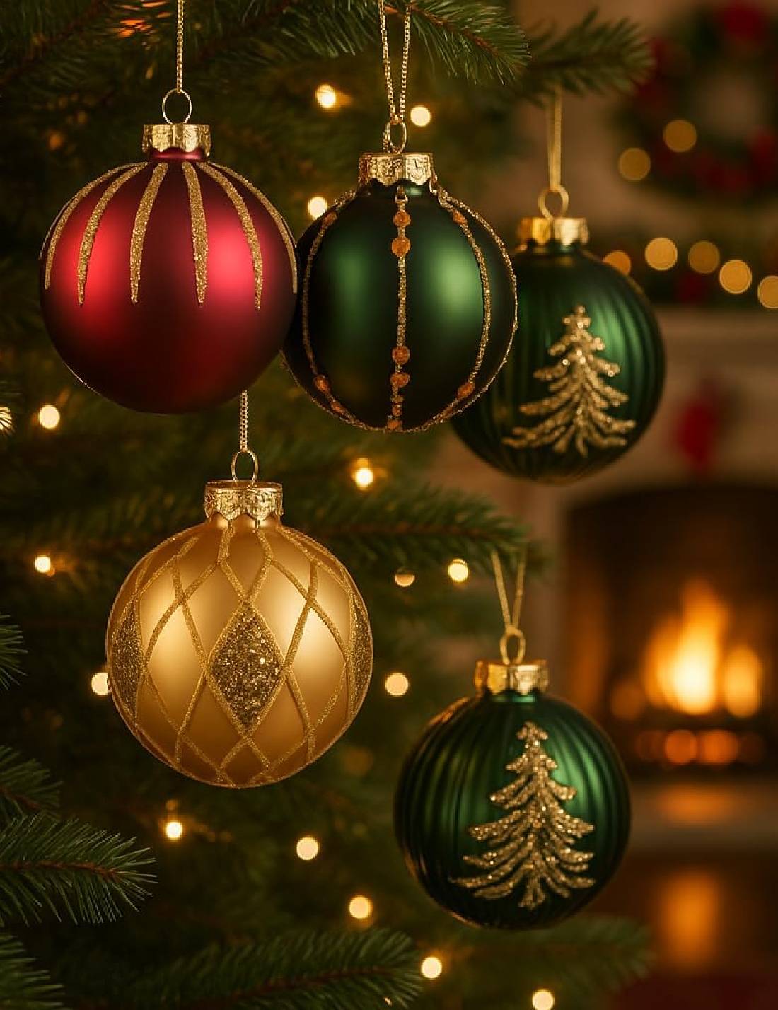 Pallina Albero Di Natale In Vetro Motivi Dorati 8cm