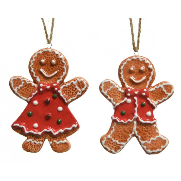 Addobbo Albero Natale Omino Di Marzapane Biscotto Ceramica 10cm