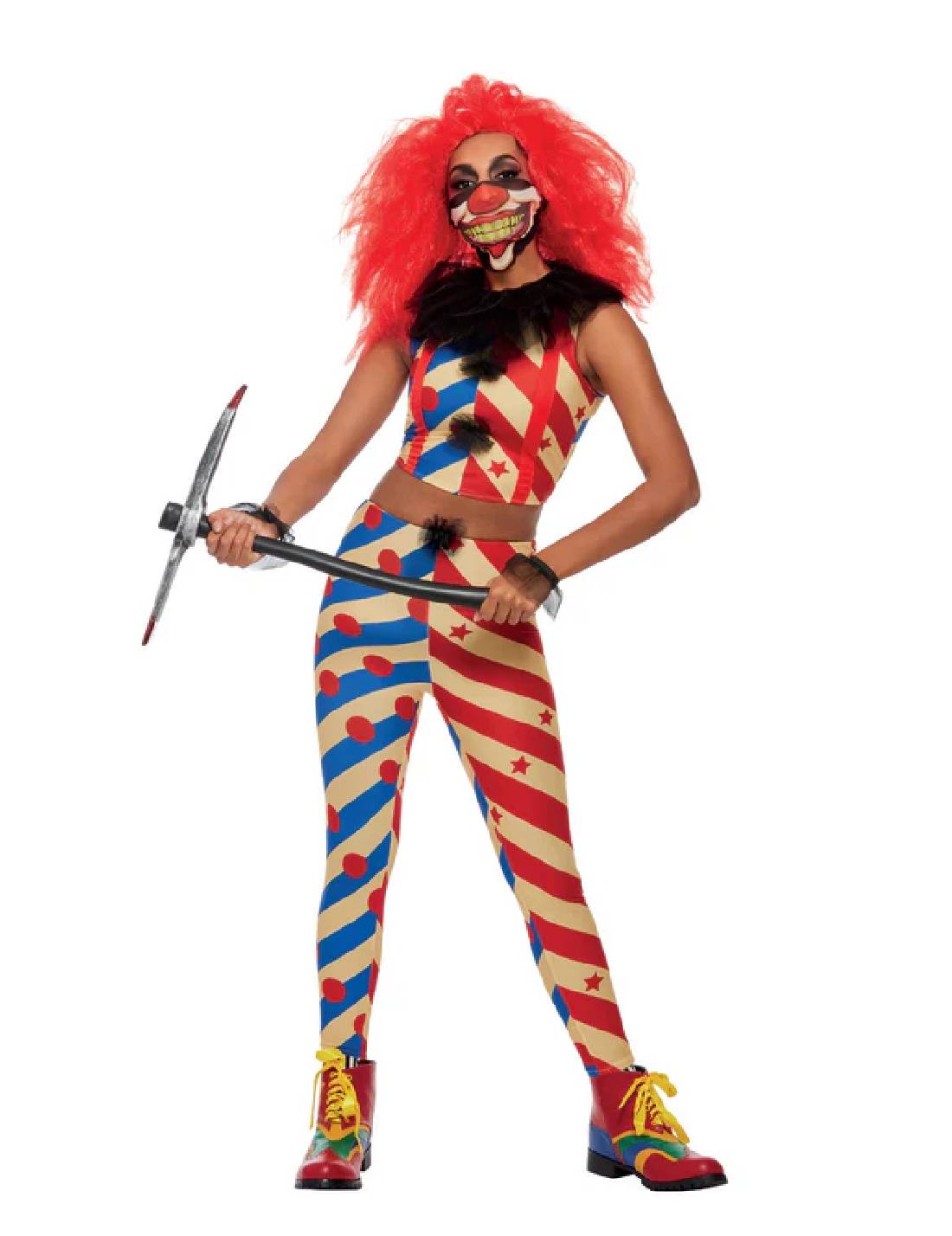 Costume Di Halloween Donna Clown Rosso E Blu Tg.M