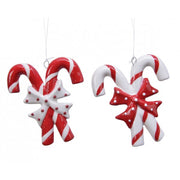 Addobbo Albero Natale Bastoncini Caramelle Candystick Ceramica 9cm