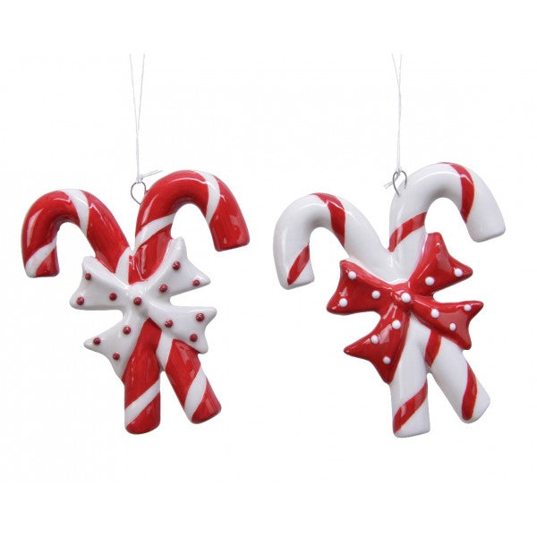 Addobbo Albero Natale Bastoncini Caramelle Candystick Ceramica 9cm