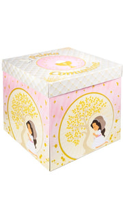 Scatola Box Regalo Con Lembi Prima Comunione Rosa