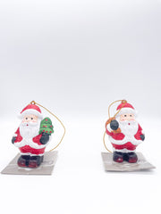 Addobbo Albero Natale In Terracotta Babbo Natale Con Albero E Sacco 7.5CM