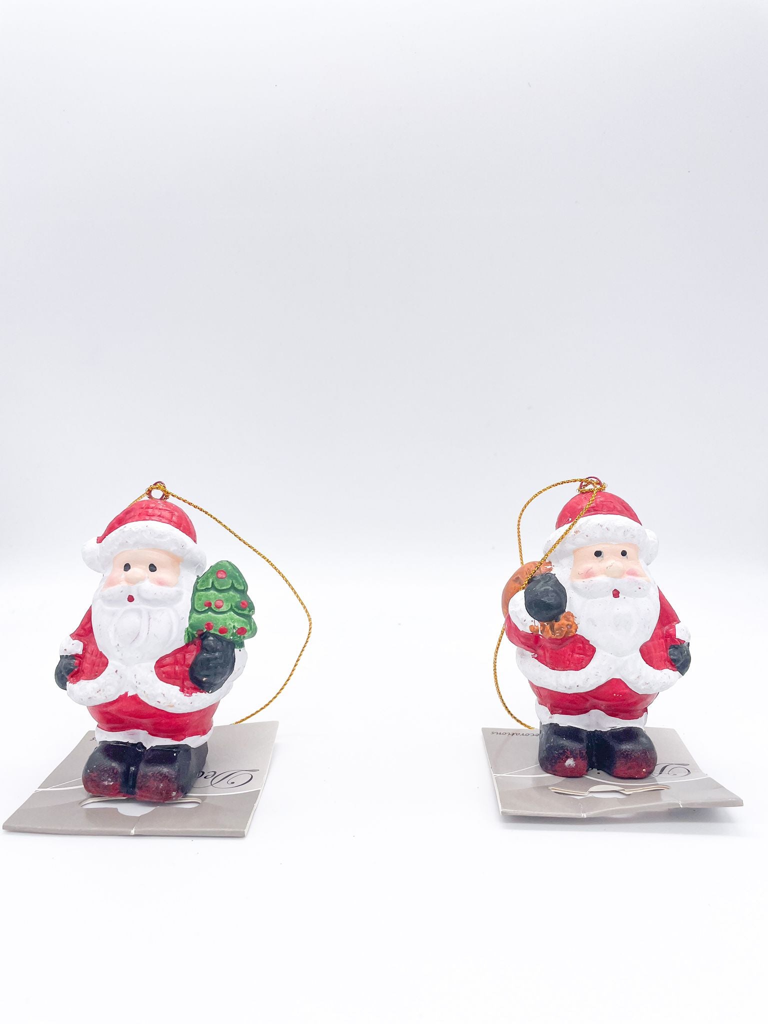 Addobbo Albero Natale In Terracotta Babbo Natale Con Albero E Sacco 7.5CM