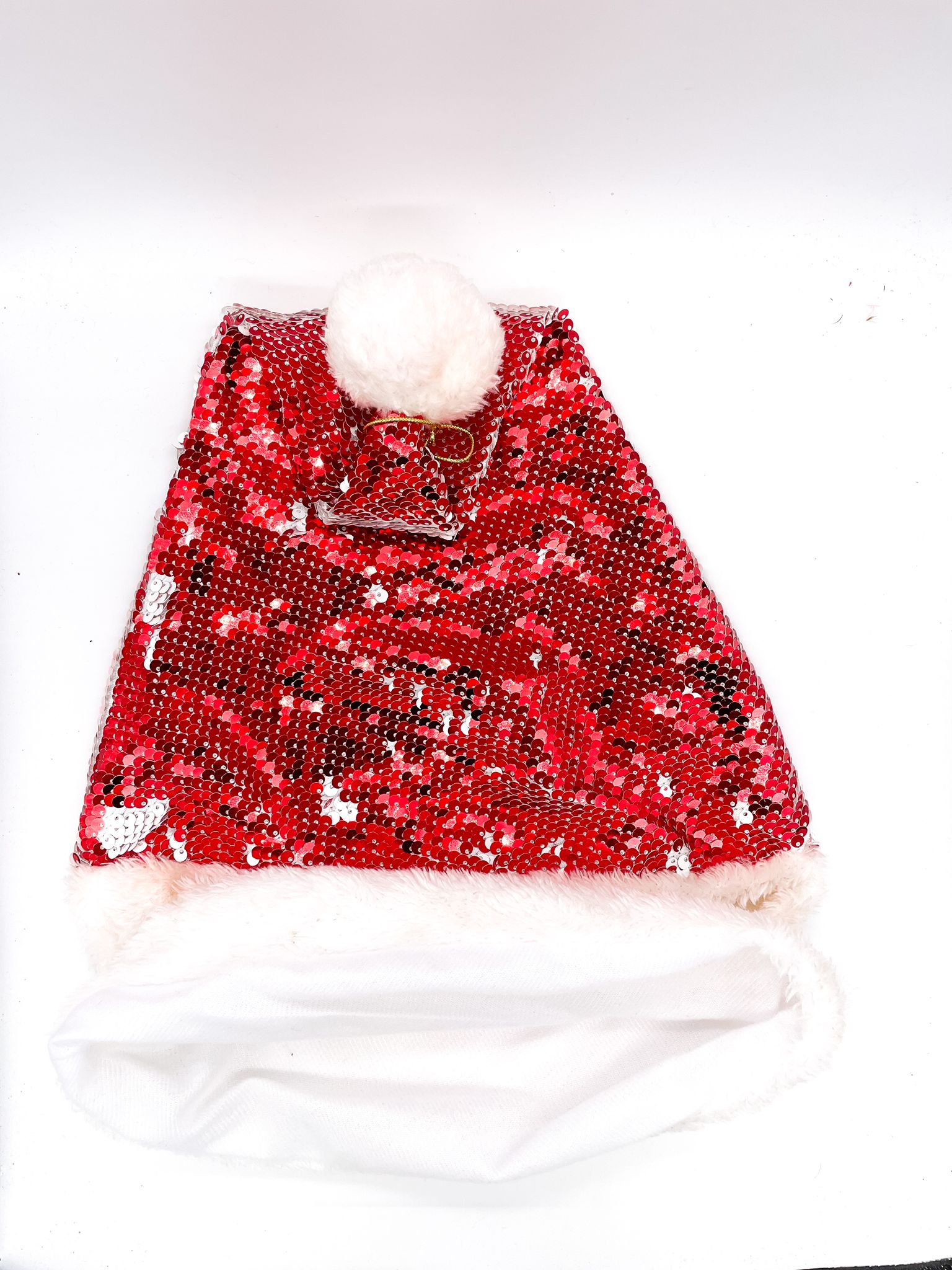Costume Natalizio Cappello Di Babbo Natale Con Paillettes Reversibili