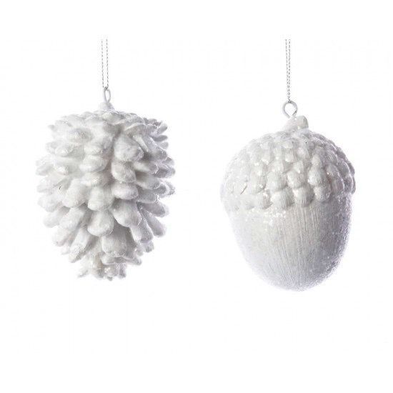 Palline Albero Di Natale In Poliresina Pigna E Ghianda 8cm