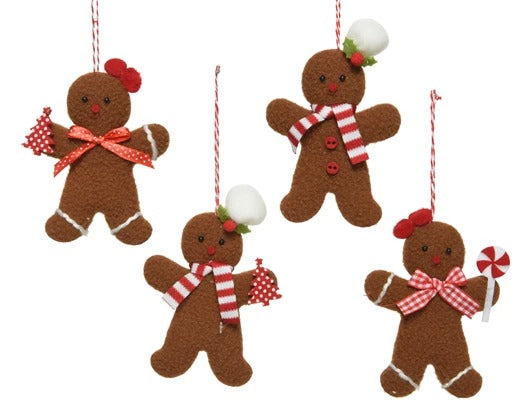 Addobbo Albero Di Natale Pupazzetto Omino DI Pan Di Zenzero Assortiti 11cm