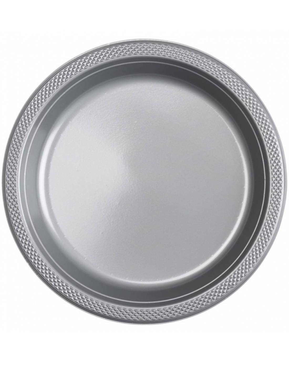 Piatti In Plastica Argento 10pz 23cm