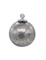 Pallina Albero Di Natale In Vetro Argento Effetto Neve 10cm