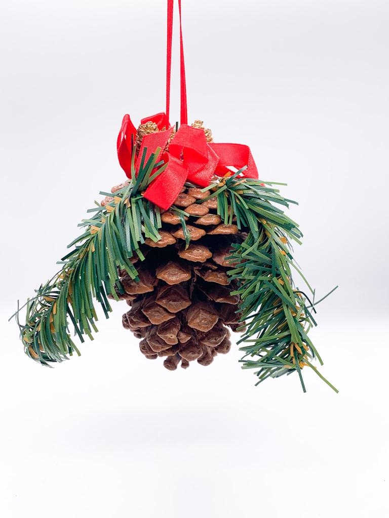 Addobbo Albero Di Natale Pigna Con Foglie 10CM