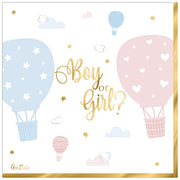 Tovaglioli Di Carta Boy Or Girl? Bordo Oro 33x33cm 16pz.