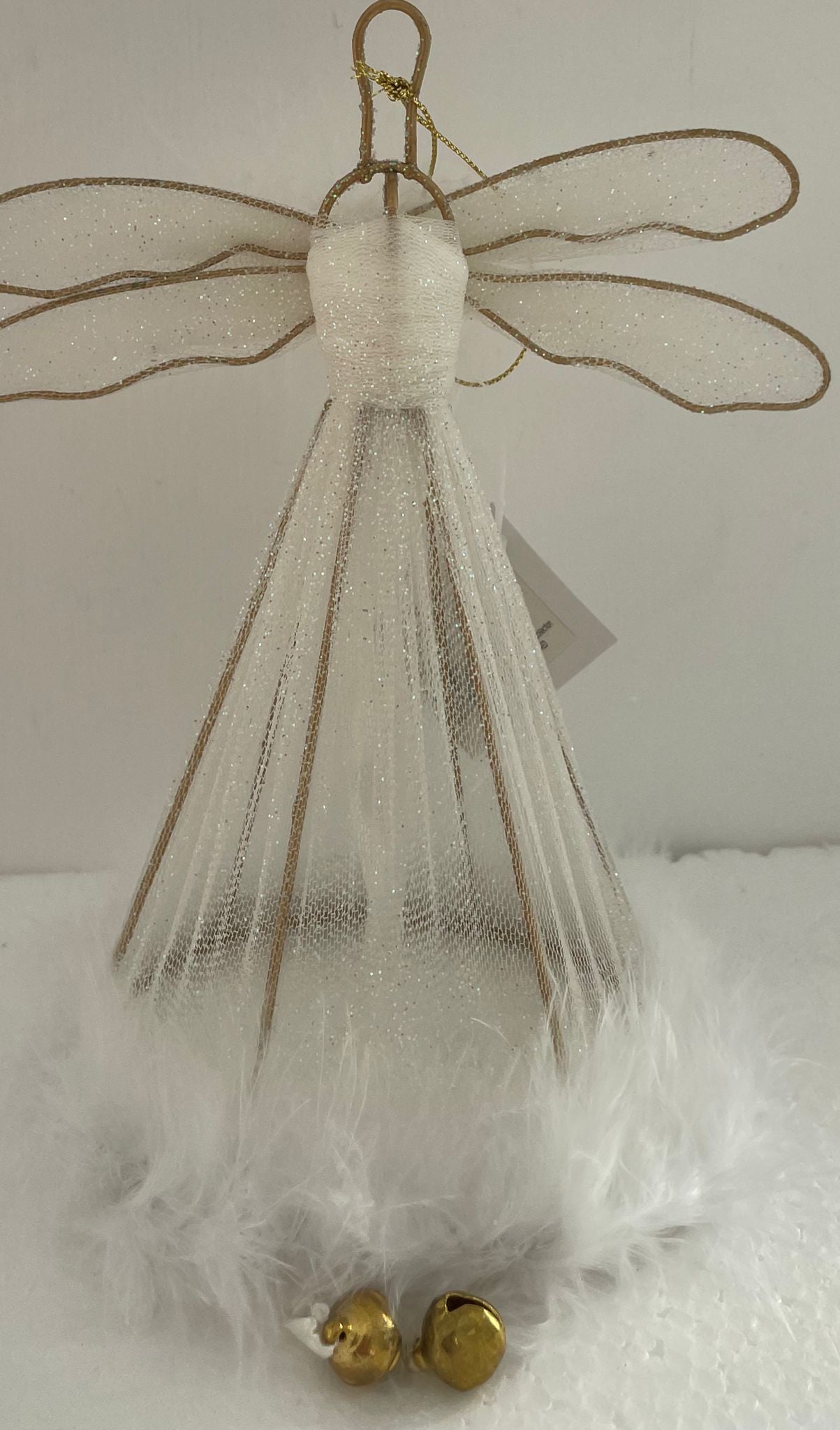 Addobbo Albero Di Natale Libellula Sposa Trasparente Con Glitter 20CM