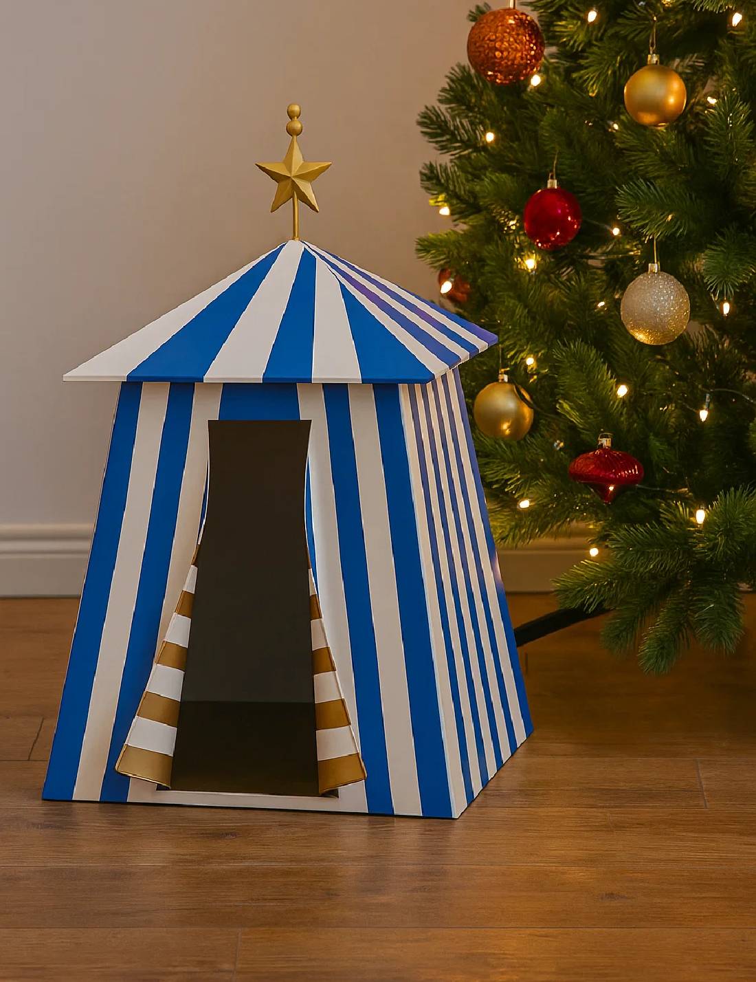 Addobbo Di Natale Tenda Decorativa Circo Blu 93cm