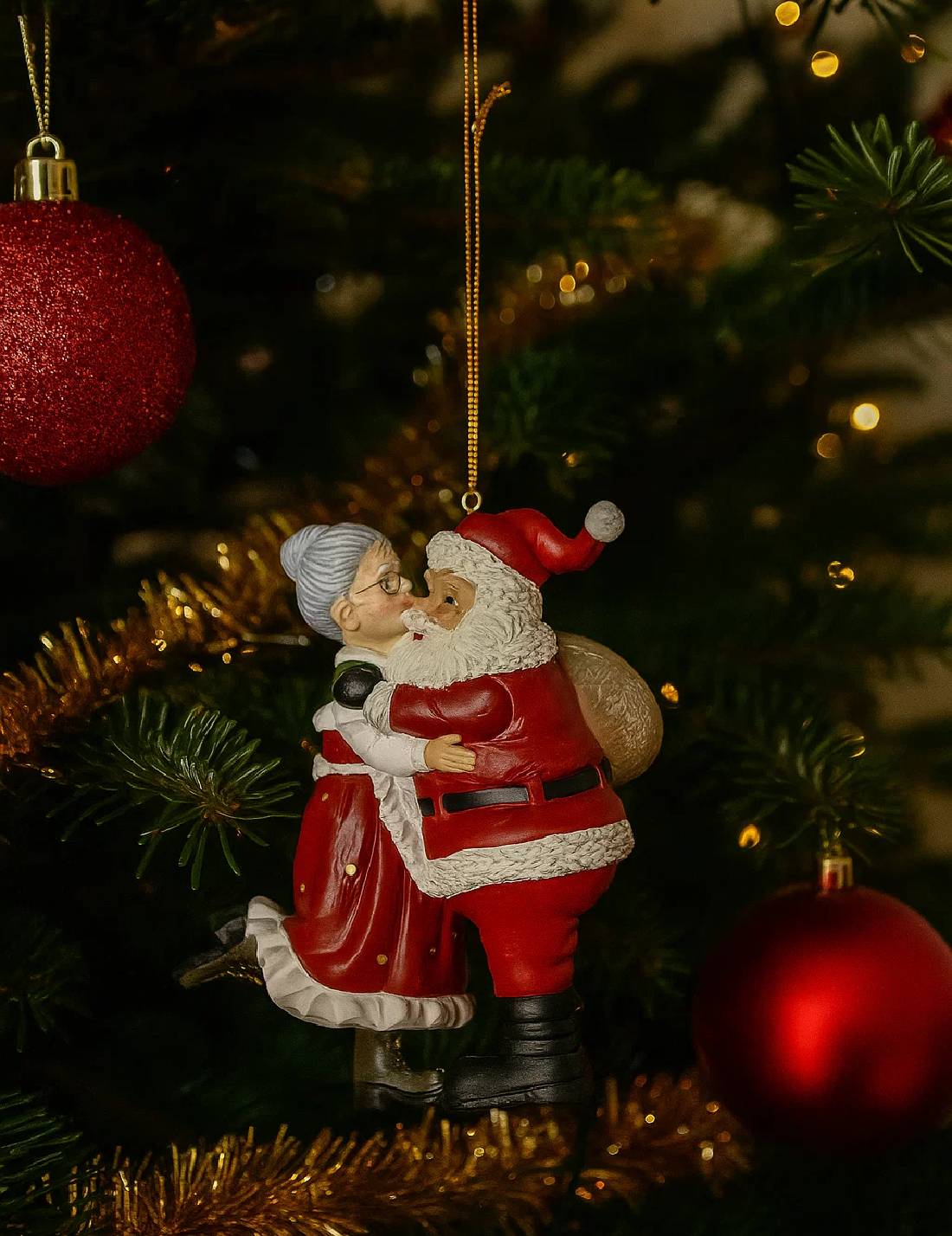 Addobbo Albero Di Natale Babbo Natale E Signora Claus 12cm
