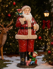 Addobbo Di Natale Statua Natalizia Babbo Natale Con Elfi 180cm