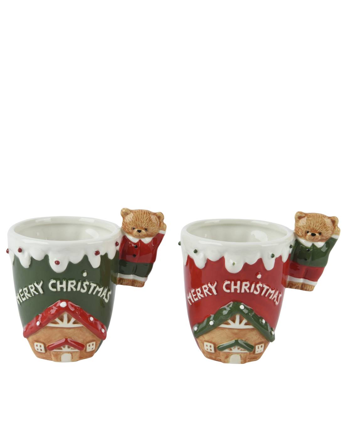 Tazza Natalizia In Ceramica Con Manico Orso Teddy 12cm