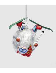 Addobbo Albero Di Natale In Vetro Babbo Natale Con Sci 10cm