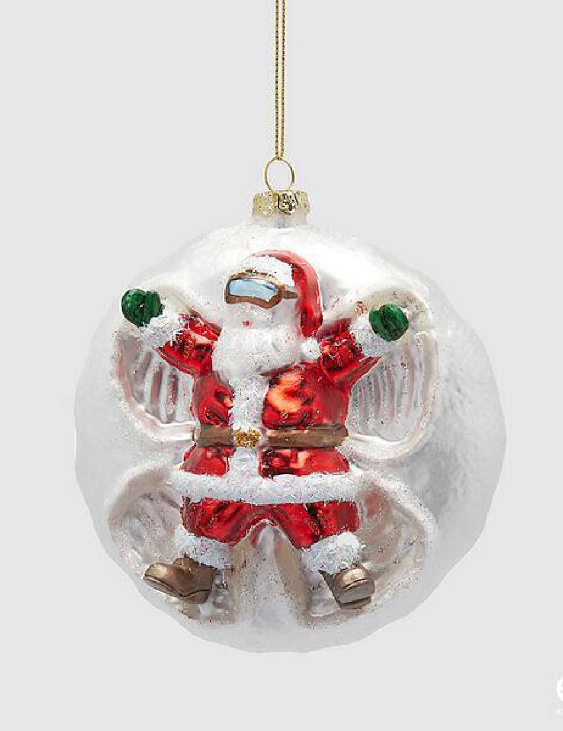 Pallina Albero Di Natale In Vetro Babbo Natale Sulla Neve 12cm