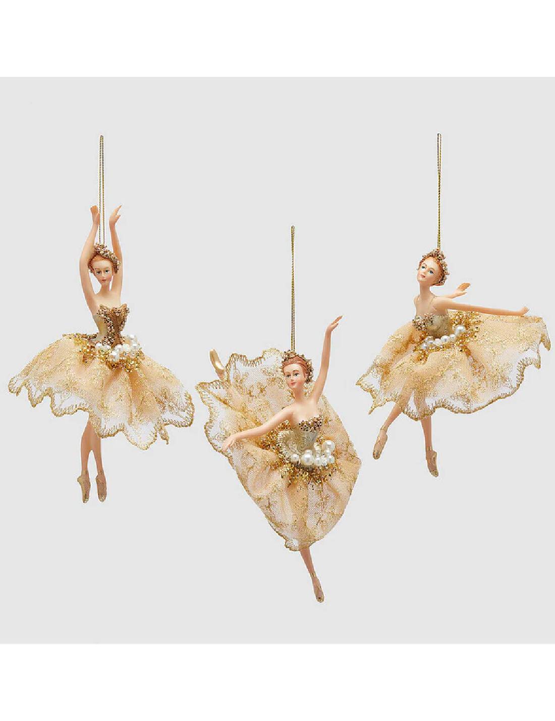 Addobbo Albero Di Natale Ballerina Champagne Assortito 17cm