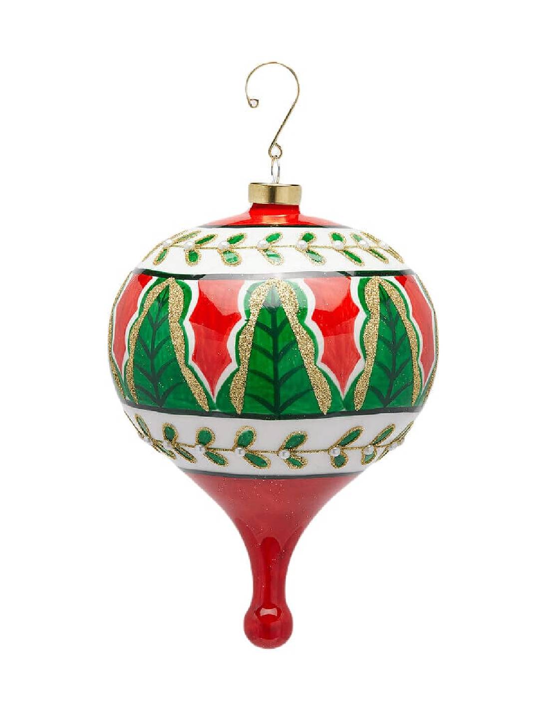 Pallina Albero Di Natale In Vetro Trottola Tirolo 14cm
