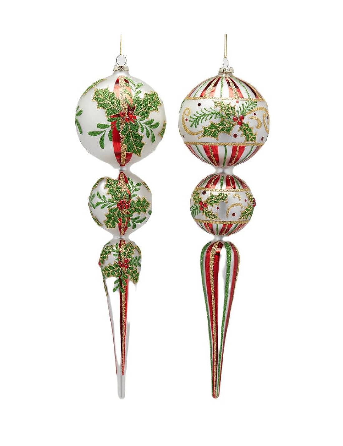 Pallina Albero Di Natale In Vetro Agrifoglio 10cm Prodotto Assortito