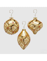 Pallina Albero Di Natale In Vetro Rubini Oro 10cm Prodotto Assortito