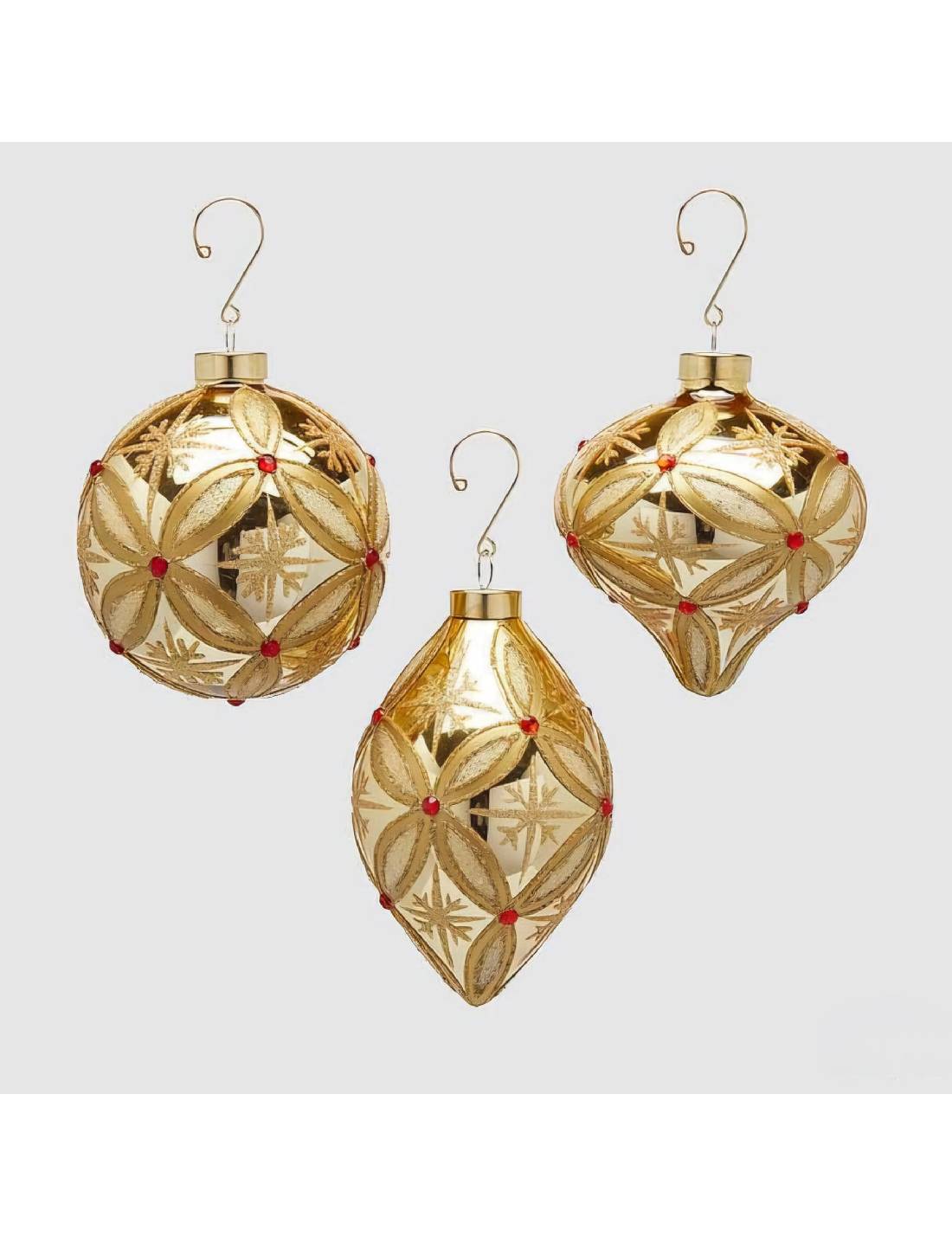 Pallina Albero Di Natale In Vetro Rubini Oro 10cm Prodotto Assortito