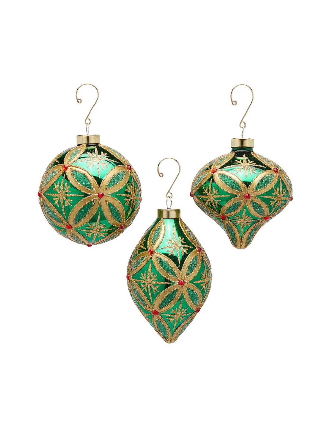 Pallina Albero Di Natale In Vetro Rubini Verde 10cm Prodotto Assortito