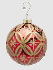 Pallina Albero Di Natale In Vetro Rubini Rosso 12cm