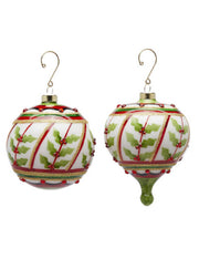 Pallina Albero Di Natale In Vetro Agrifoglio 10cm Prodotto Assortito