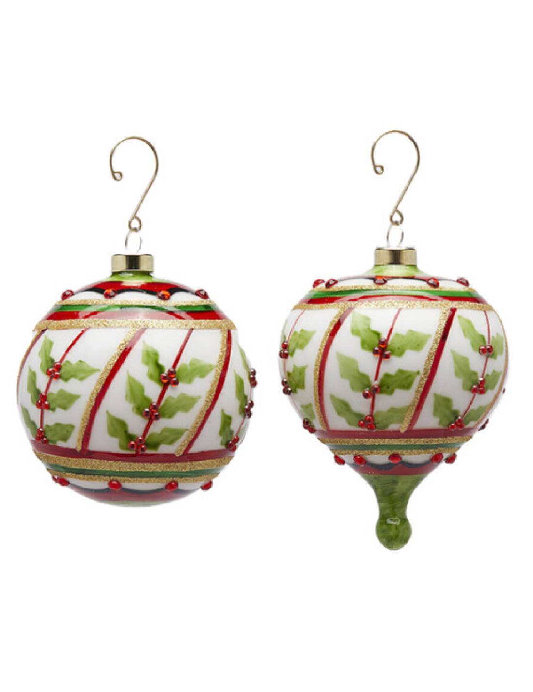 Pallina Albero Di Natale In Vetro Agrifoglio 10cm Prodotto Assortito