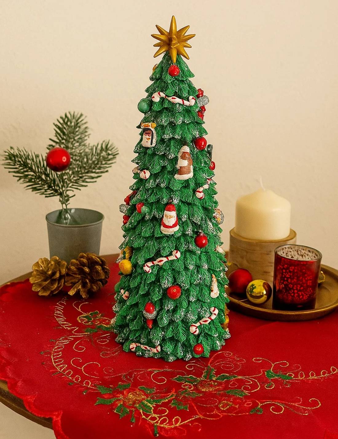 Carillon Albero Di Natale Slim Decorato 30cm