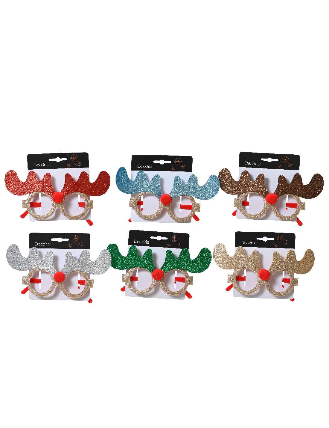 Accessorio Di Natale Occhiali Glitter Tema Renna Prodotto Assortito