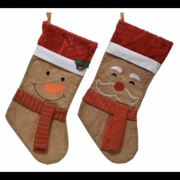 Calza Befana Epifania Rossa Babbo Natale Pupazzo 46cm