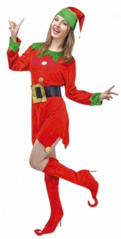 Costume Natalizio Donna Taglia S/M Elfo Di Babbo Natale