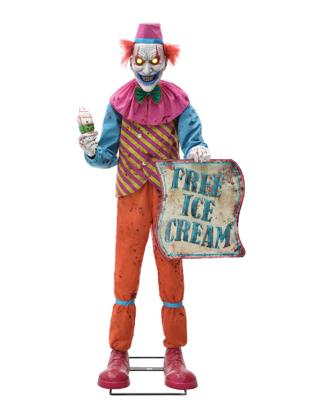 Clown Animato Di Halloween Gelataio Neon 1,8mt