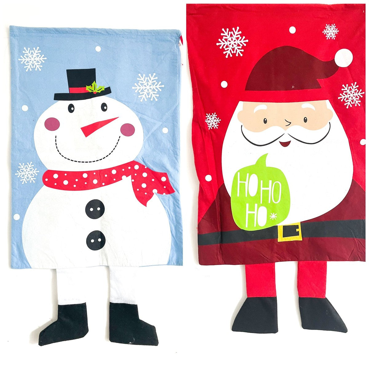 Sacco Natalizio Pupazzo Di Neve E Babbo Natale 50x70cm