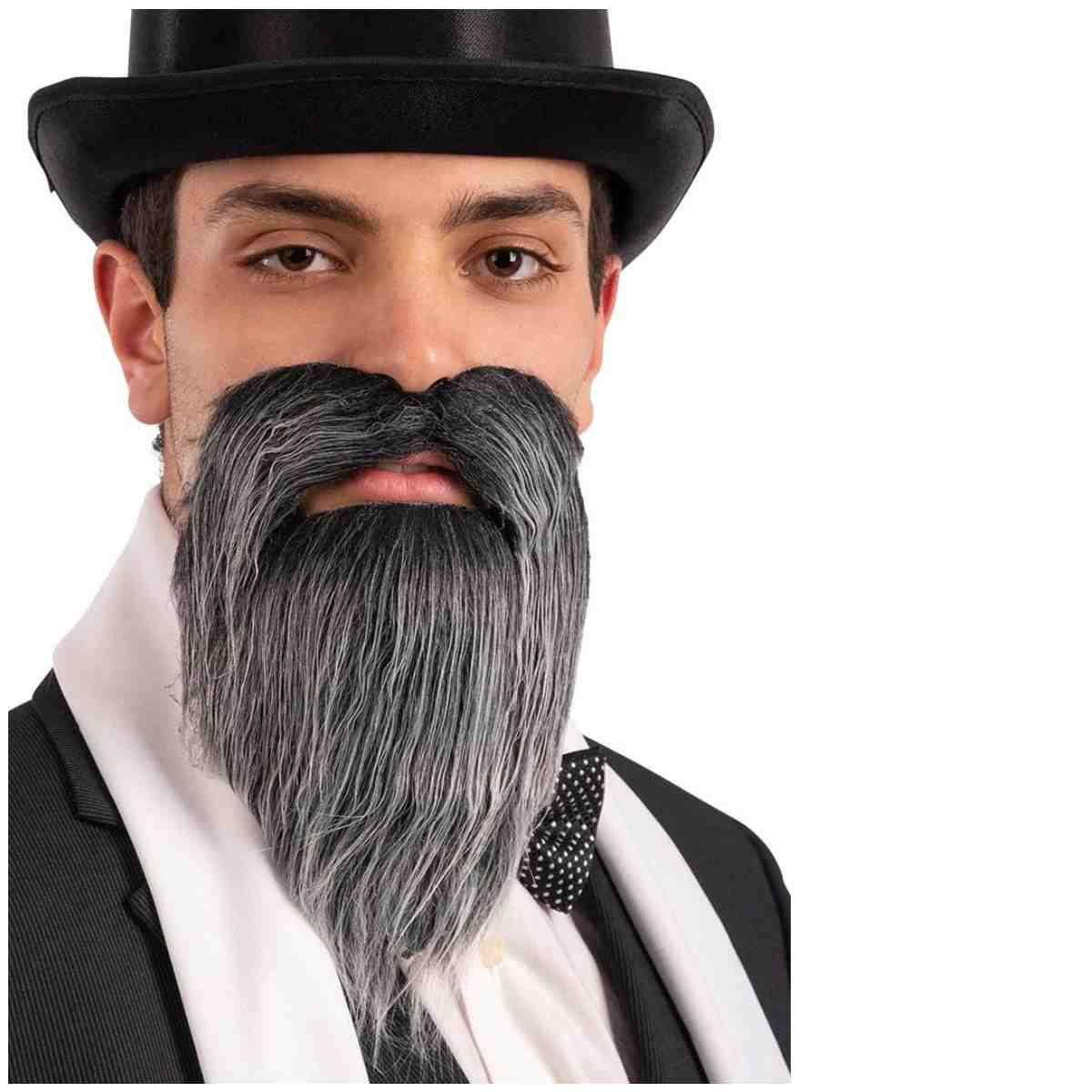Barba Liscia Brizzolata con Baffi