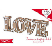 Lampada Led "Love" San Valentino In Legno 36x12cm