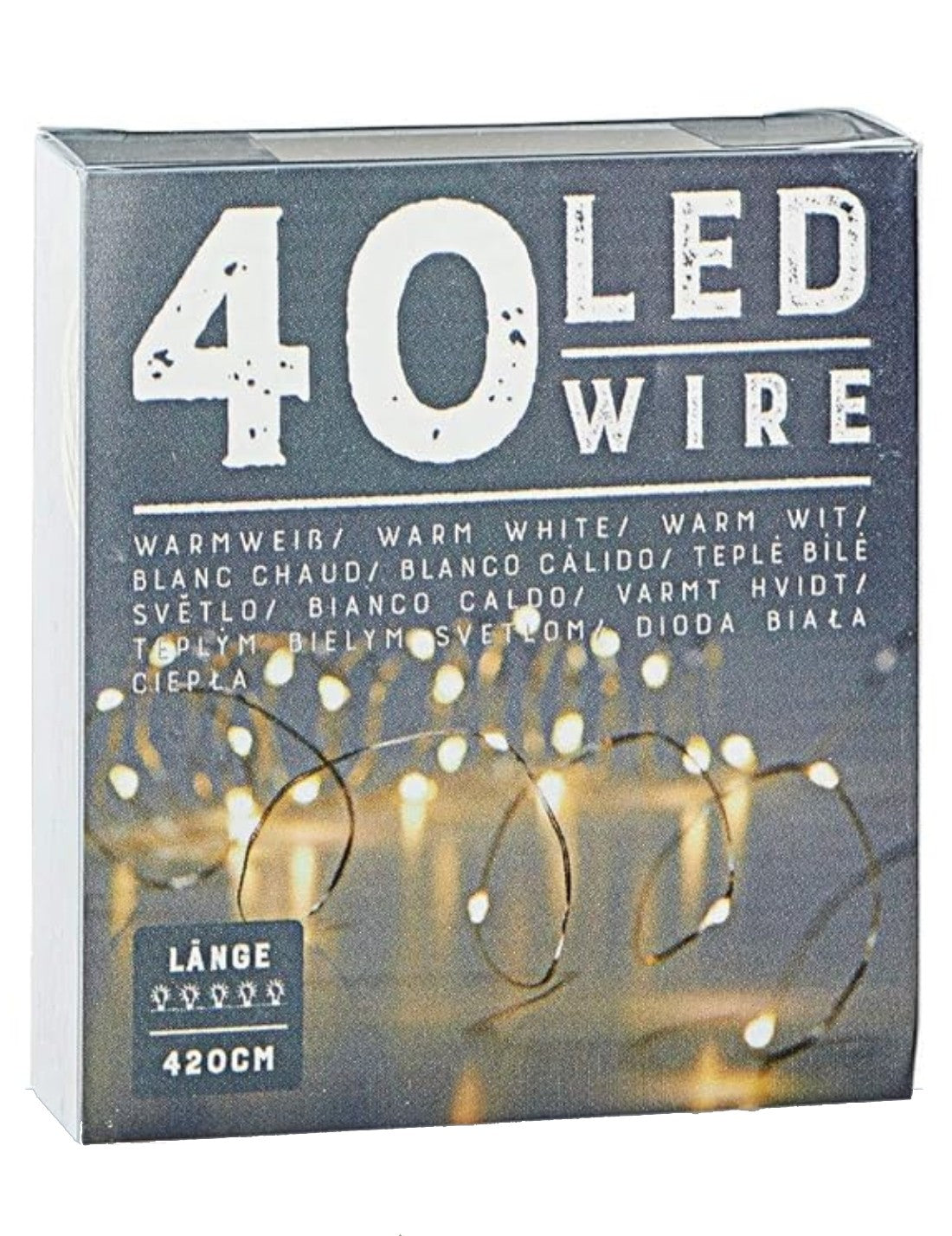 Serie Luci Natale Catena Luminosa 40 Led Luce Bianco Caldo 420cm
