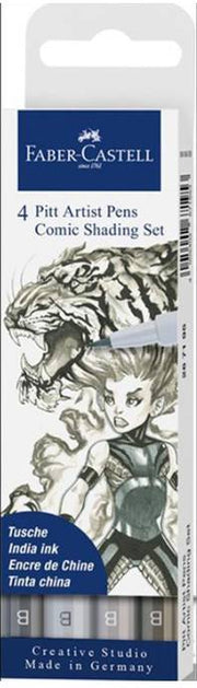 Faber Castell Set Pitt Artist Pen 4Pz. Grigi Comic Shading