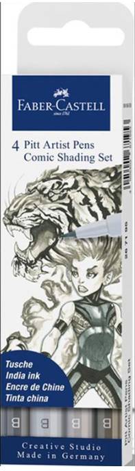 Faber Castell Set Pitt Artist Pen 4Pz. Grigi Comic Shading