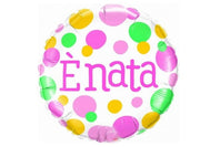 Palloncino Metalfoil Rosa Pios Tondo Baby Shower È Nata 18" 46cm