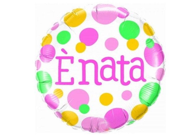 Palloncino Metalfoil Rosa Pios Tondo Baby Shower È Nata 18" 46cm