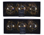 Pallina Albero Di Natale In Vetro Trasparente e Oro 3Pz 8cm