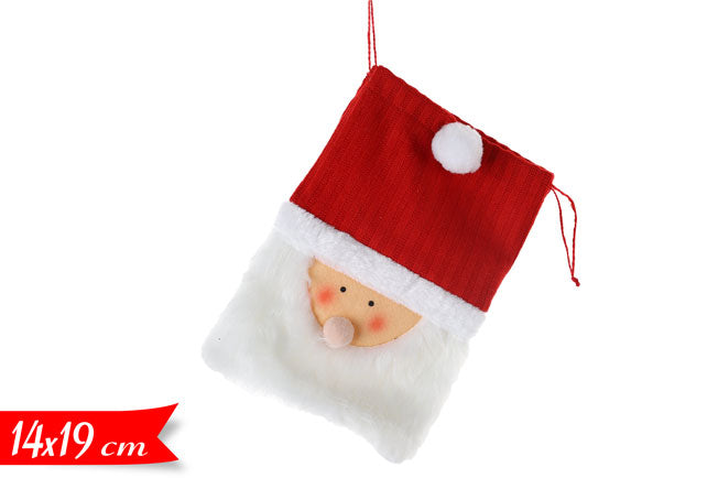 Sacchetto Regalo Natalizio Babbo Natale 14x19cm