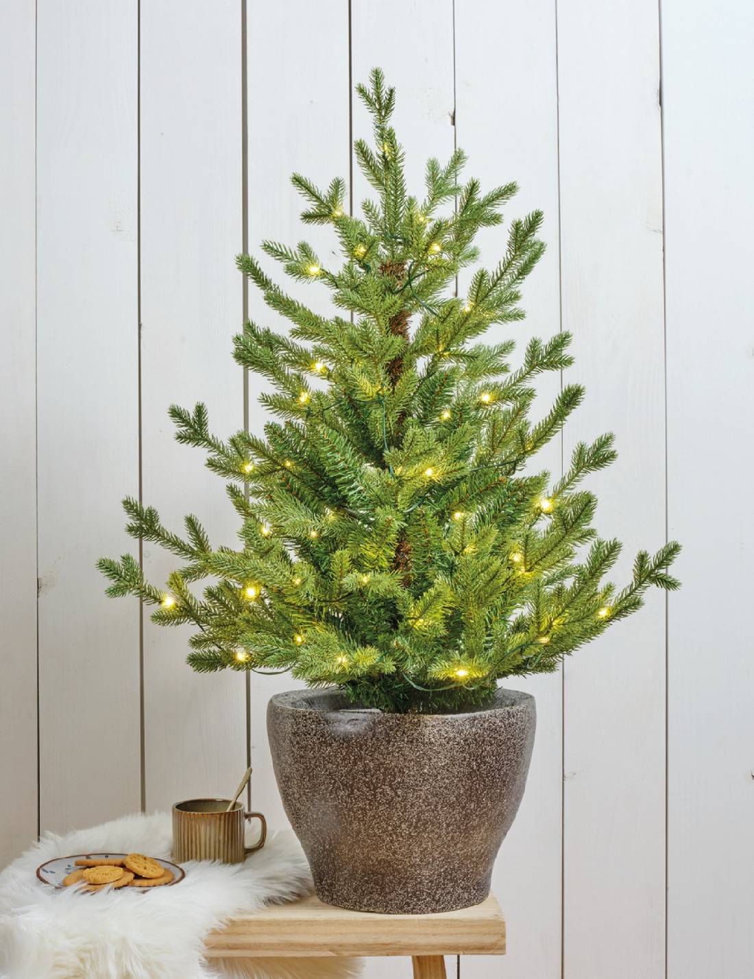 Albero Di Natale Norway In Vaso 60 LED 90cm