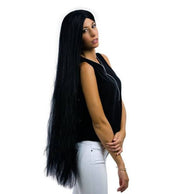 Parrucca Donna Capelli Lunghi Neri 100cm Accessori Carnevale