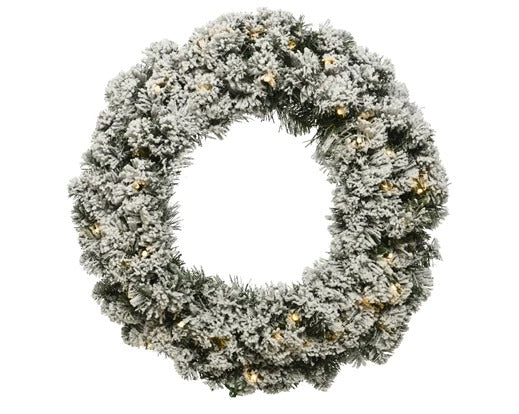 Fuoriporta Ghirlanda Corona Verde Innevata 50cm
