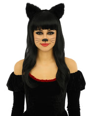 Parrucca Di Halloween Carnevale Nera Con Frangia